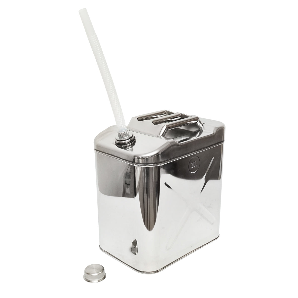 30L stainless steel canister with flexible hose and screw cap